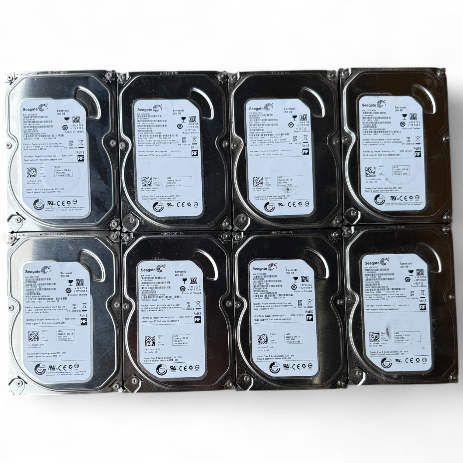 Lot of 8 Seagate Barracuda 250GB SATA Drive (bs. 512) ST250DM000 - 1BD141