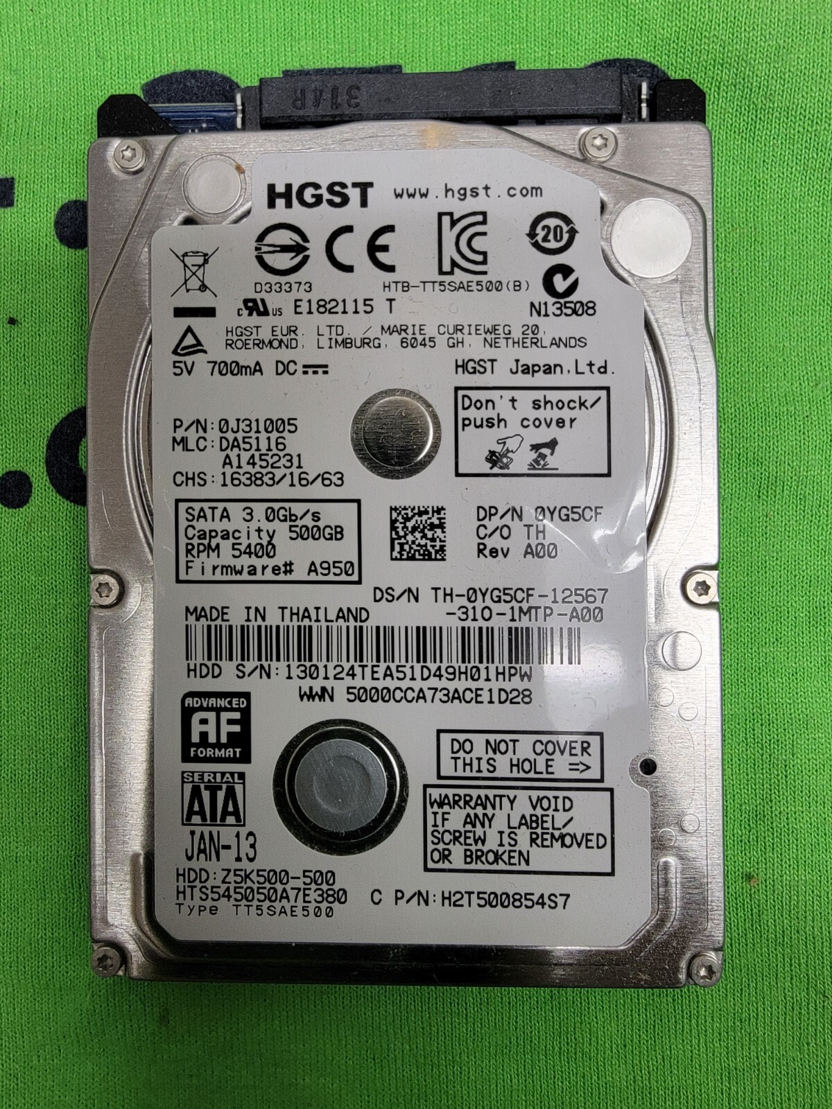 HGST Travelstar Z5K500-500 500GB 5400RPM 2.5" HDD HTS545050A7E380