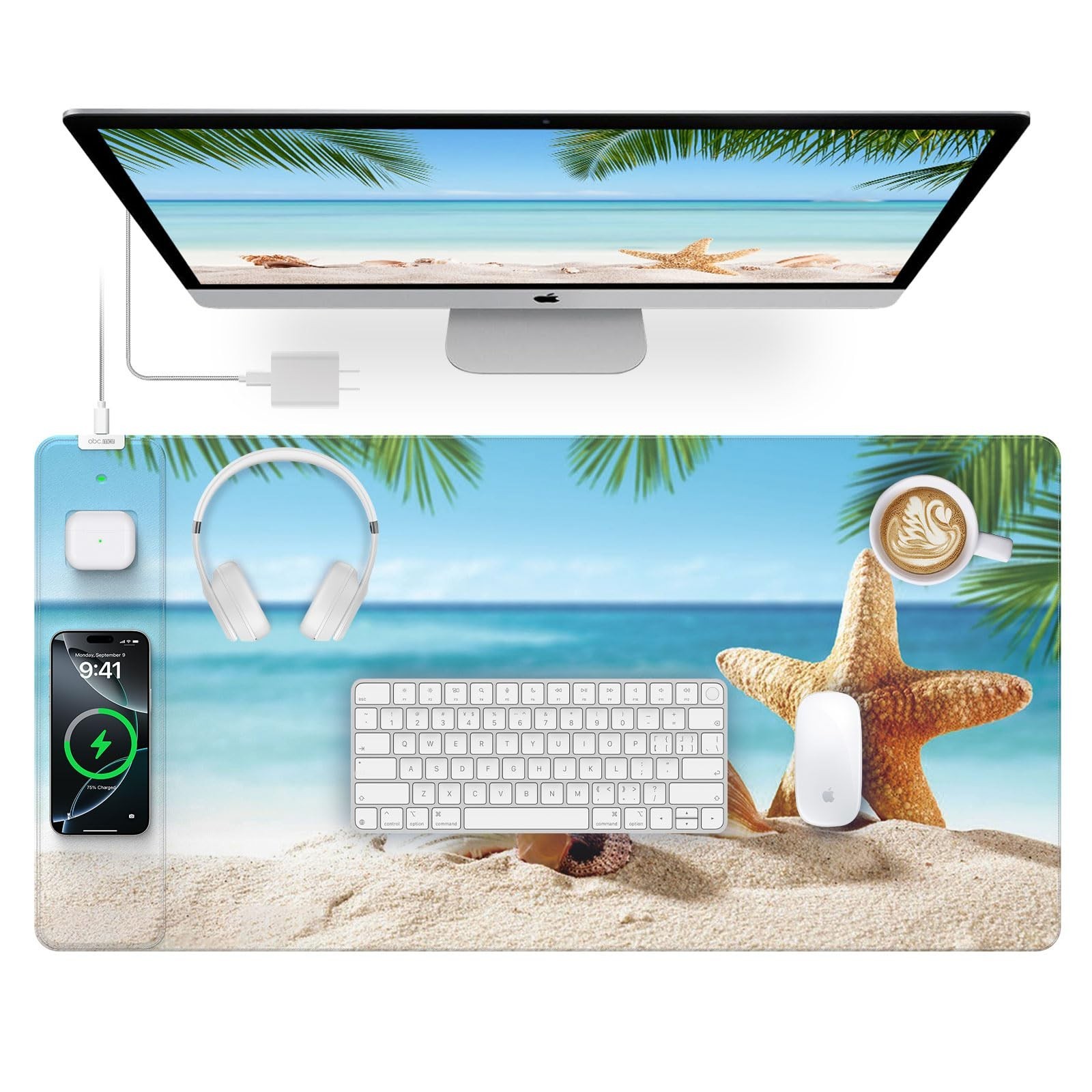 Wireless Charger Mouse Pad 31.5"x15.8" with Wall Adapter