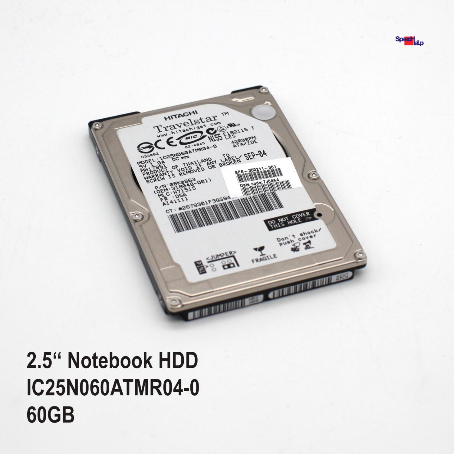 Hitachi Ic25n060atmr04 60gb 2.5" Inch Notebook Laptop Hdd Hard Drive 08k0863