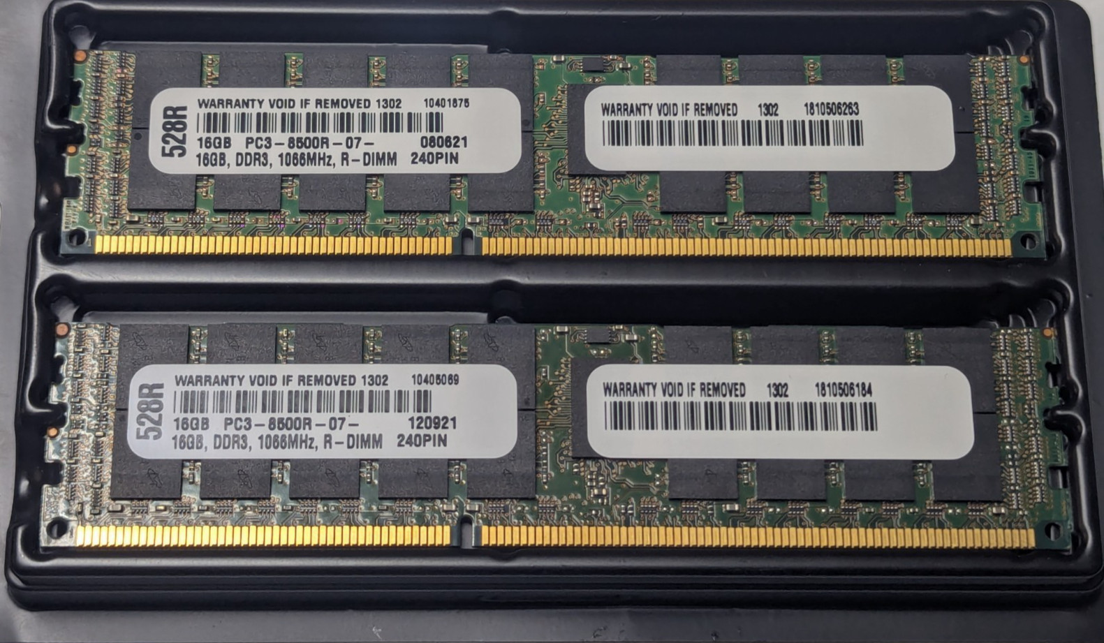 Lot of 4 DATARAM 16GB DDR3 PC3-8500R 1066MHz MEMORY RAM