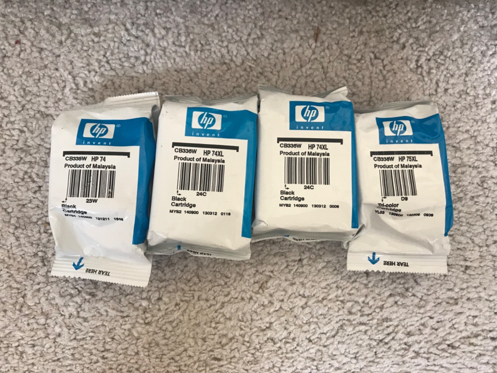 LOT OF 4 HP ink cartridges(CB335W, (2)CB336W, CB338W)