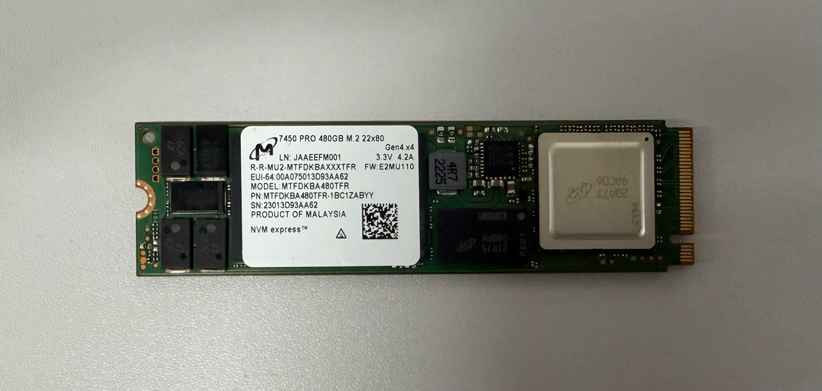 MTFDKBA480TFR MICRON 7450 PRO 480GB NVME 2.5" SFF SSD SOLID STATE DRIVE