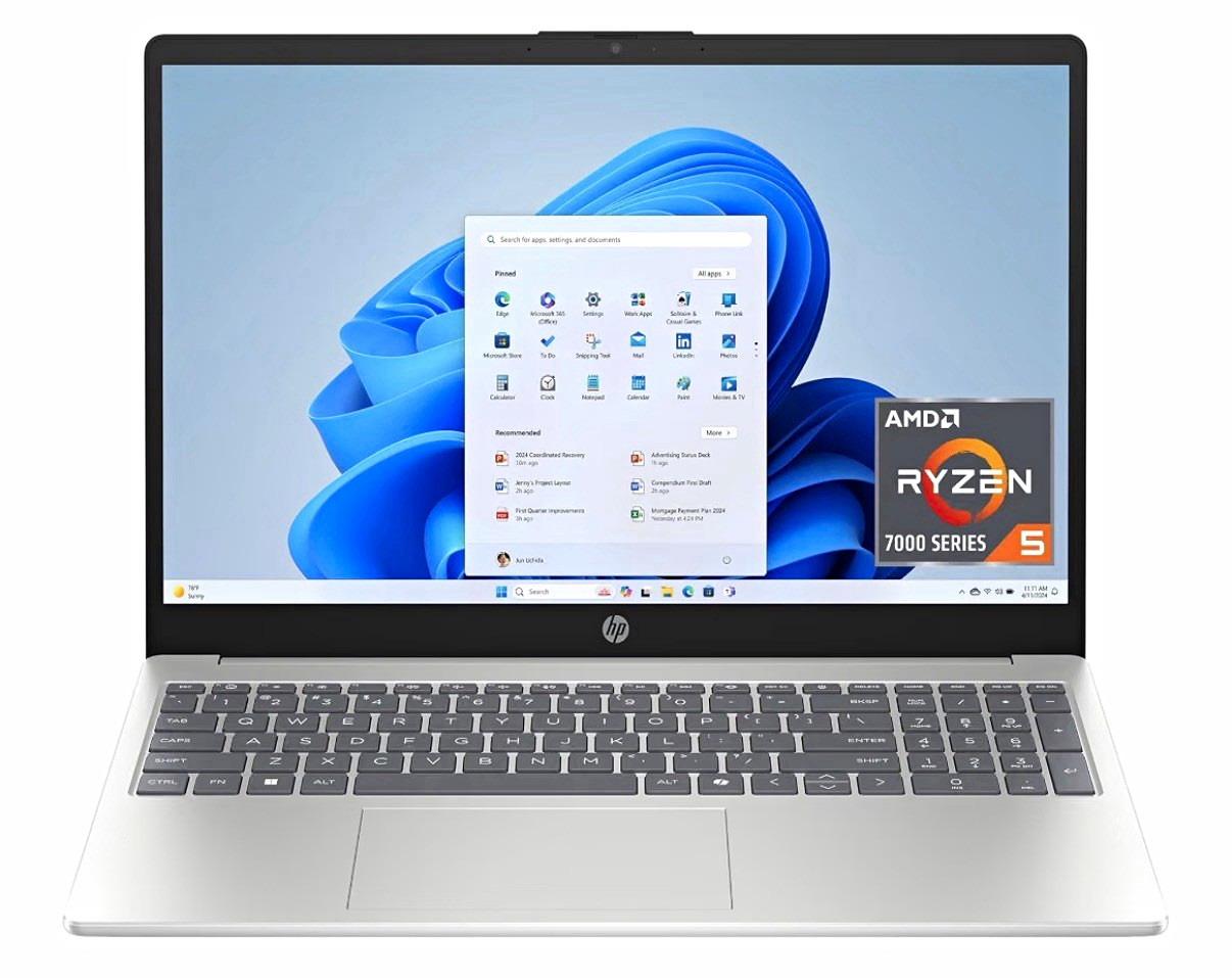 HP 15.6" Touchscreen Laptop Ryzen 5 7520U 8GB 512GB SSD Win11 Silver