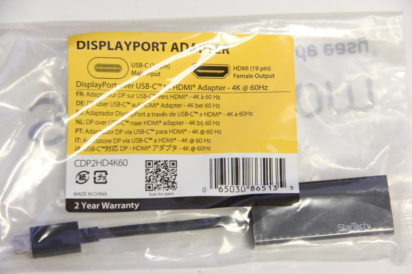 STARTECH CDP2HD4K60 4K @ 60Hz USB-C to HDMI Adapter "NEW"