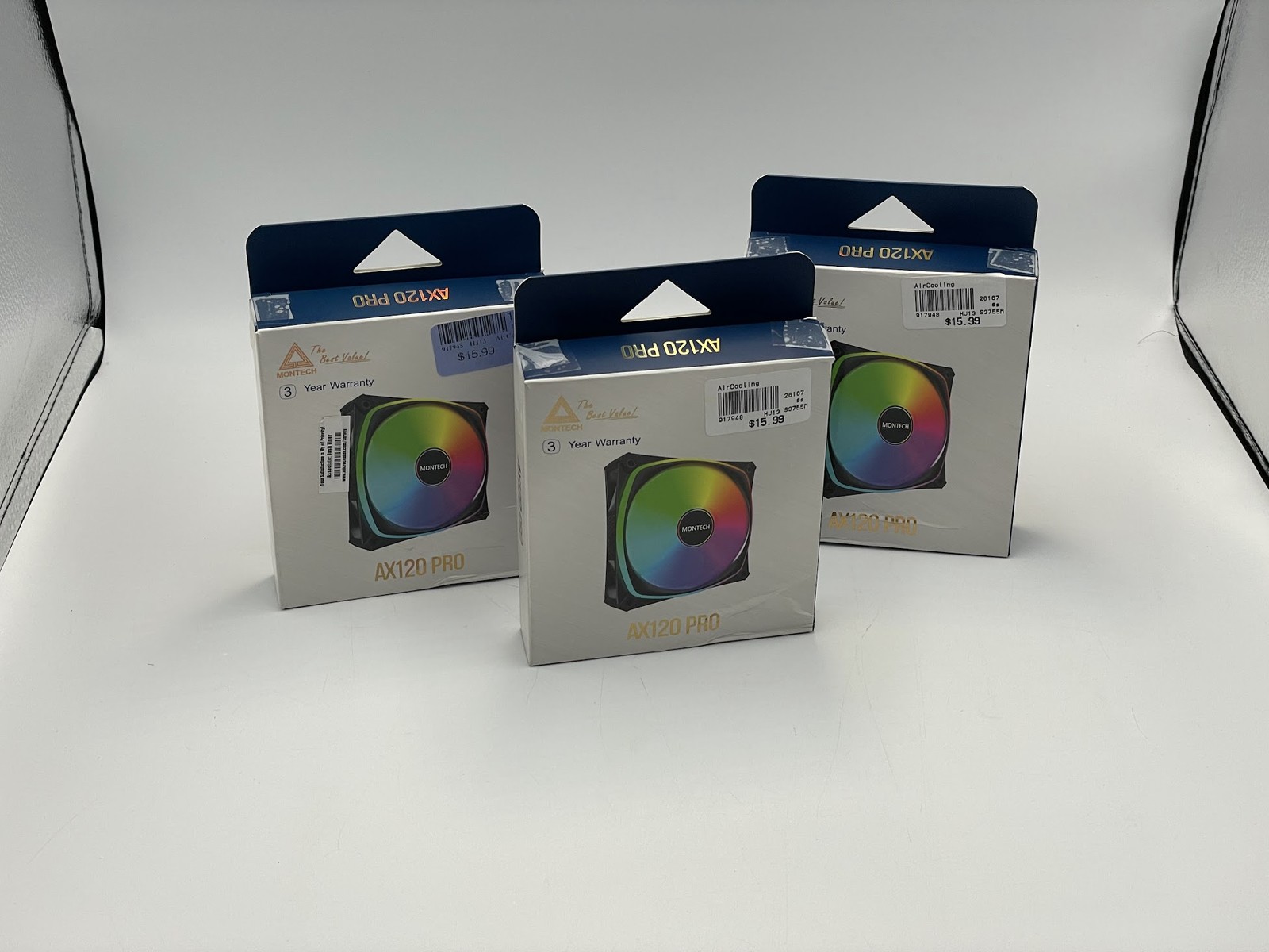 Set of 3 Montech AX120 PRO Rifle Bearing 120mm Case Fan - Black