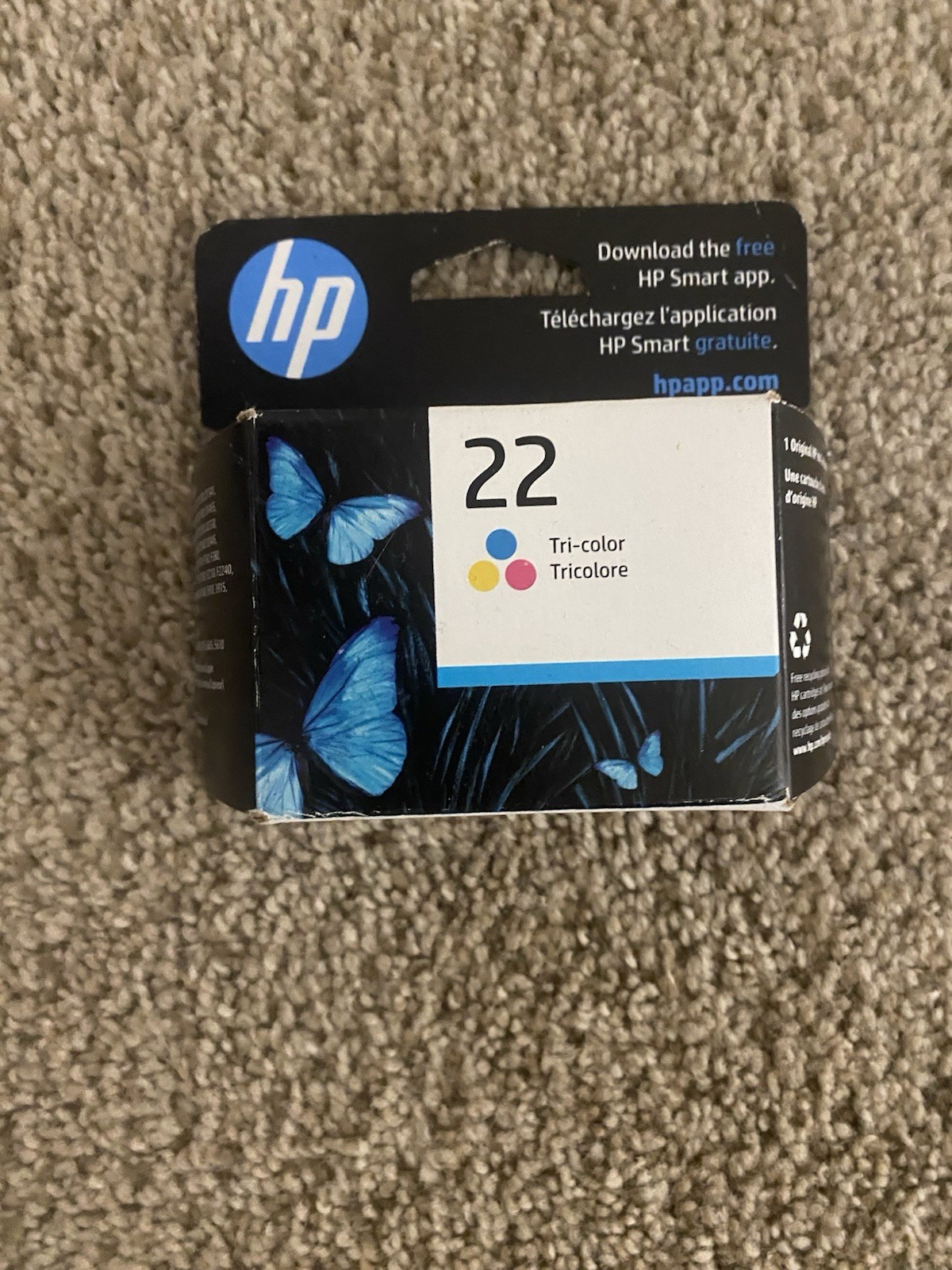Genuine HP 22 Tri-Color Cyan Yellow Magenta EXPIRES 08/25 Ink.