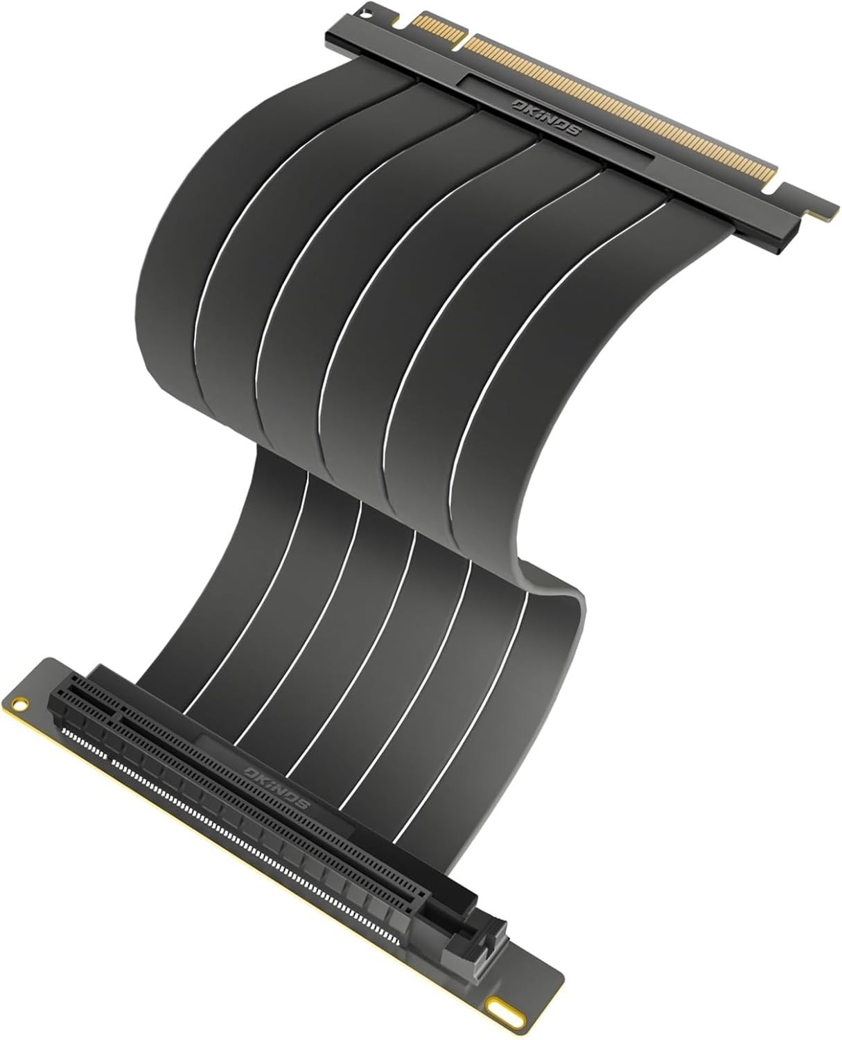 OKINOS PCI-E 4.0 Riser Cable 200mm PCIe 4.0 x16 High Speed Port 250 Degree Black