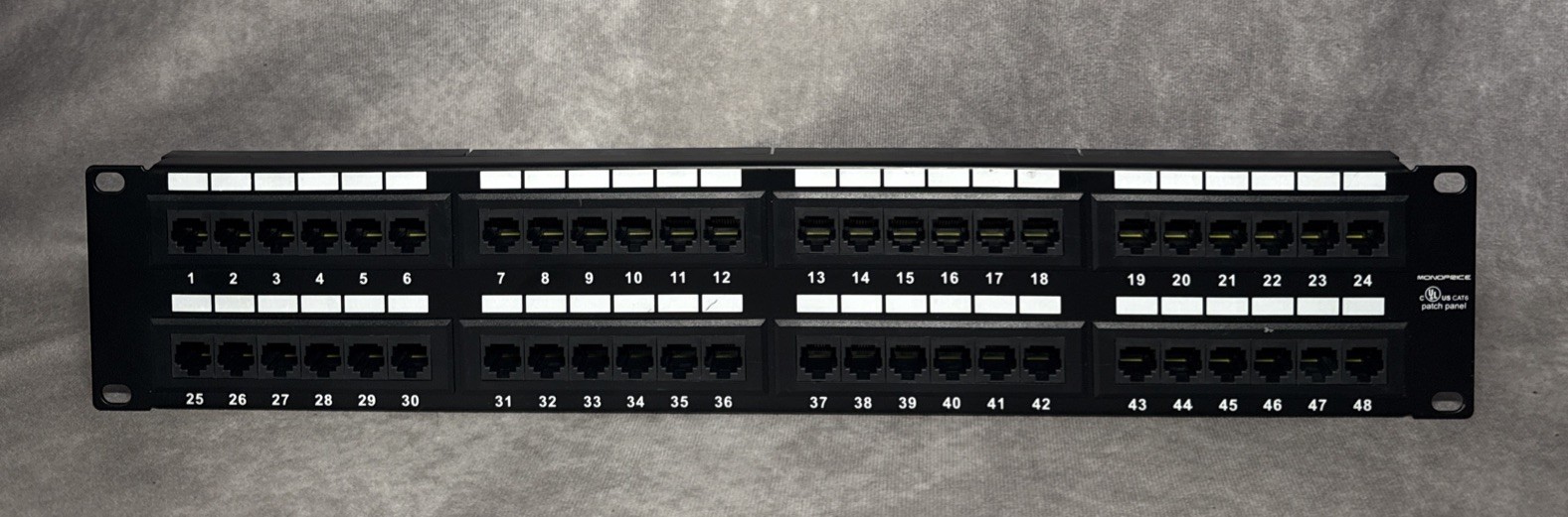 Monoprice 48-Port Cat6 Patch Panel 110 2U 19" Rackmount RJ45 Ethernet 7305