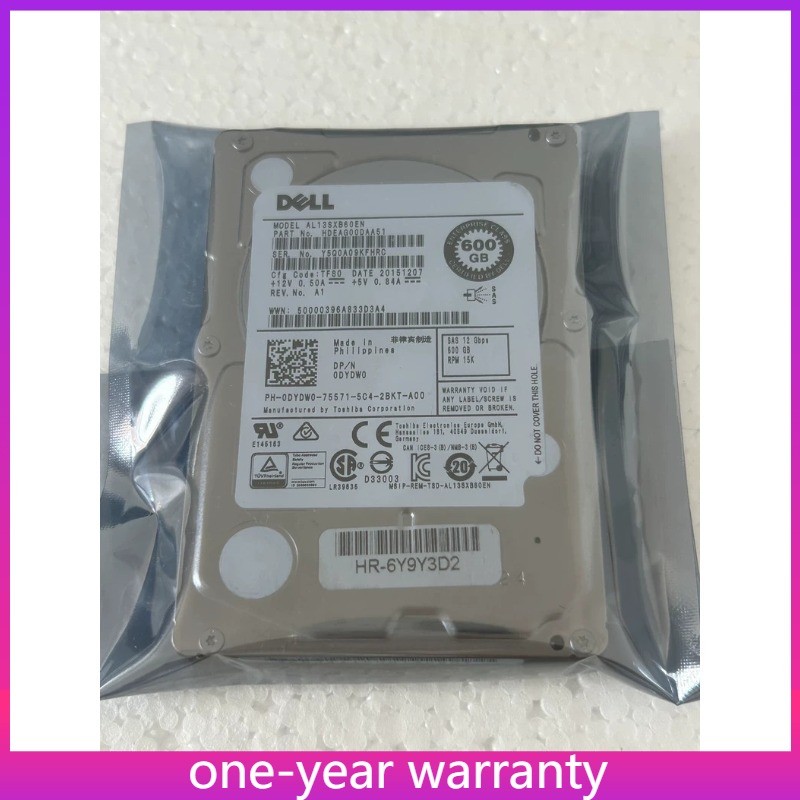 1PCS 0DYDW0 Dell 600GB 15K 12G SAS 2.5" HDD Hard Drive DYDW0 New Fast Delivery