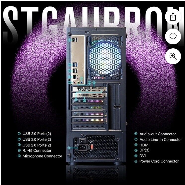 STGAubron Gaming Desktop PC Computer Intel Core I7 3.4 GHz Up To 3.9 GHz,16G RAM