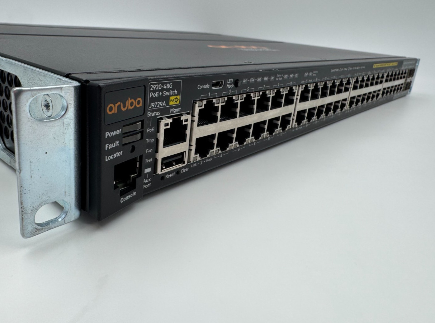 Aruba J9729A 2920-48G PoE+ Switch PSU Ears Tested Updated Firmware Factory Reset