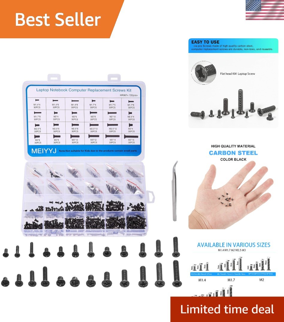 720pcs Laptop Notebook Screws Set,Replacement Computer Screws Kit,M.4,M.7,M2,...