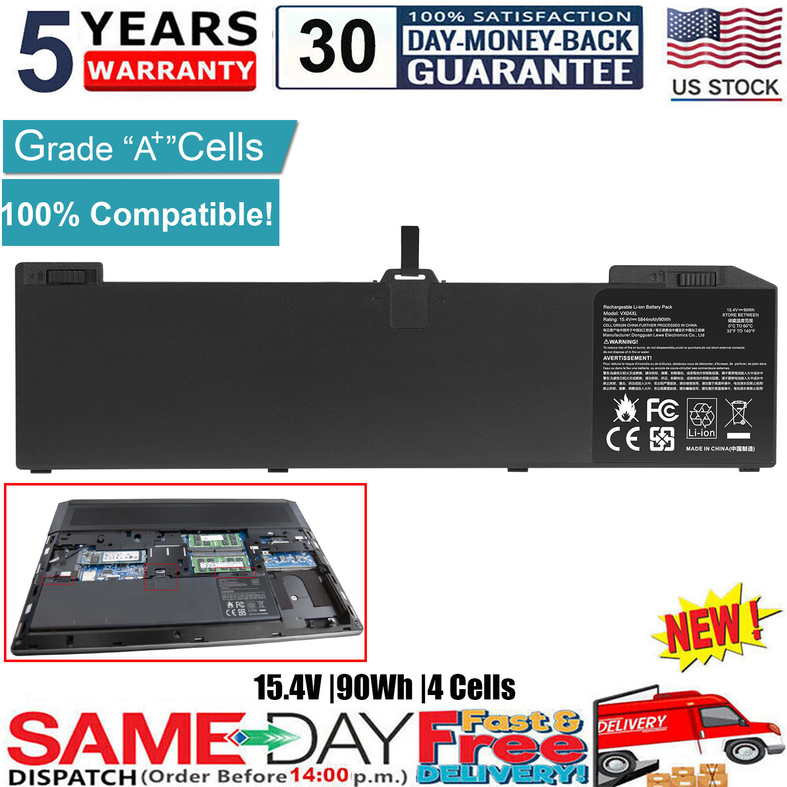 VX04XL Battery for HP ZBook 15 G5 G6 L05766-855 L06302-1C1 HSTNN-IB8F HSN-Q13C