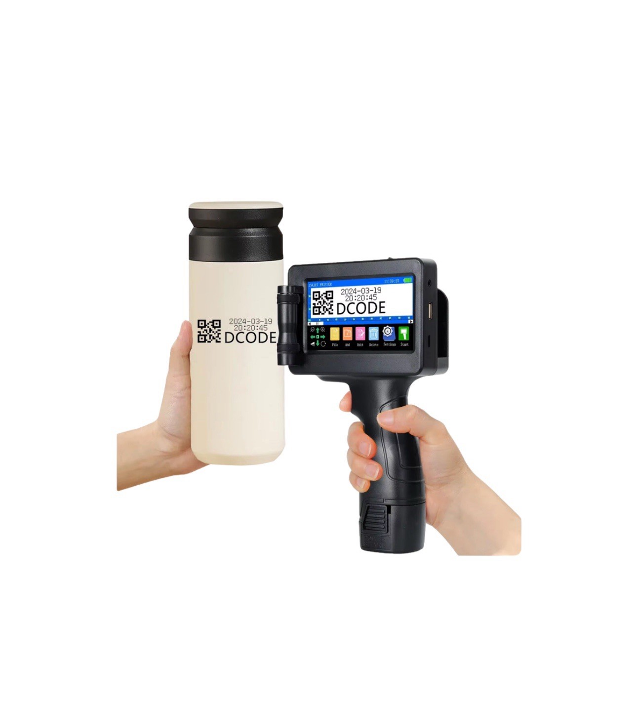 Handheld Inkjet Printer 42ml Cartridge Date QR Code Barcode Logo  Touchscreen