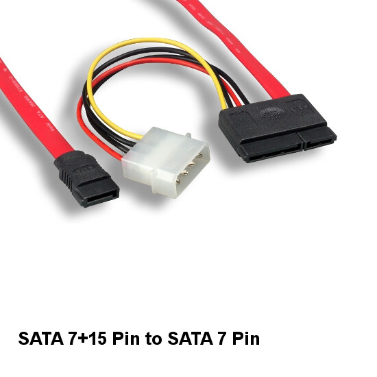 Kentek 18" SATA Cable 7+15 to 7Pin Molex LP4 4Pin PC External HDD Data Power