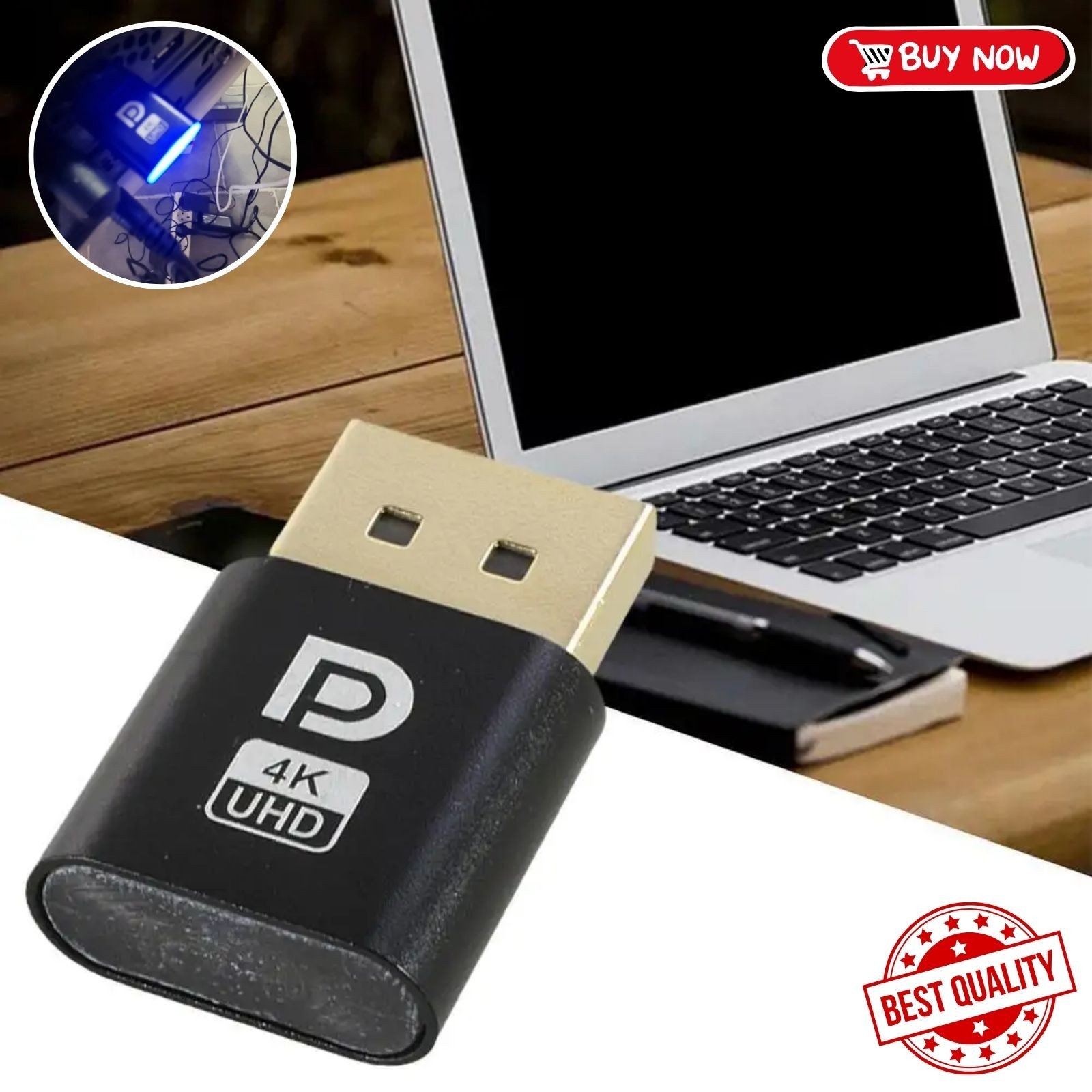 1PC 4K DP DisplayPort Dummy Plug – Virtual Display Adapter for PC Graphics Card
