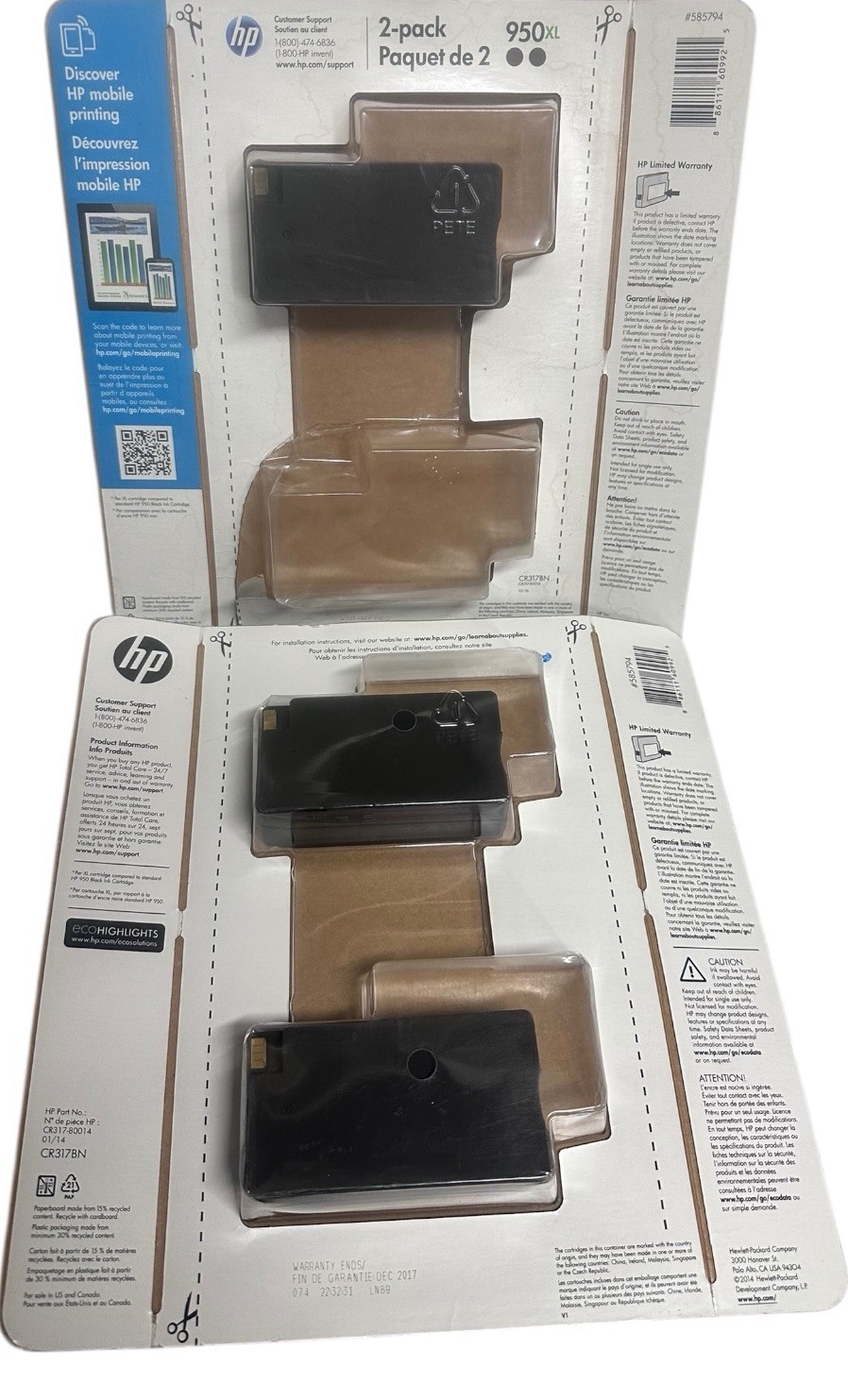 3 Genuine HP 950XL High Yield pack Black NOS for HP Officejet Pro