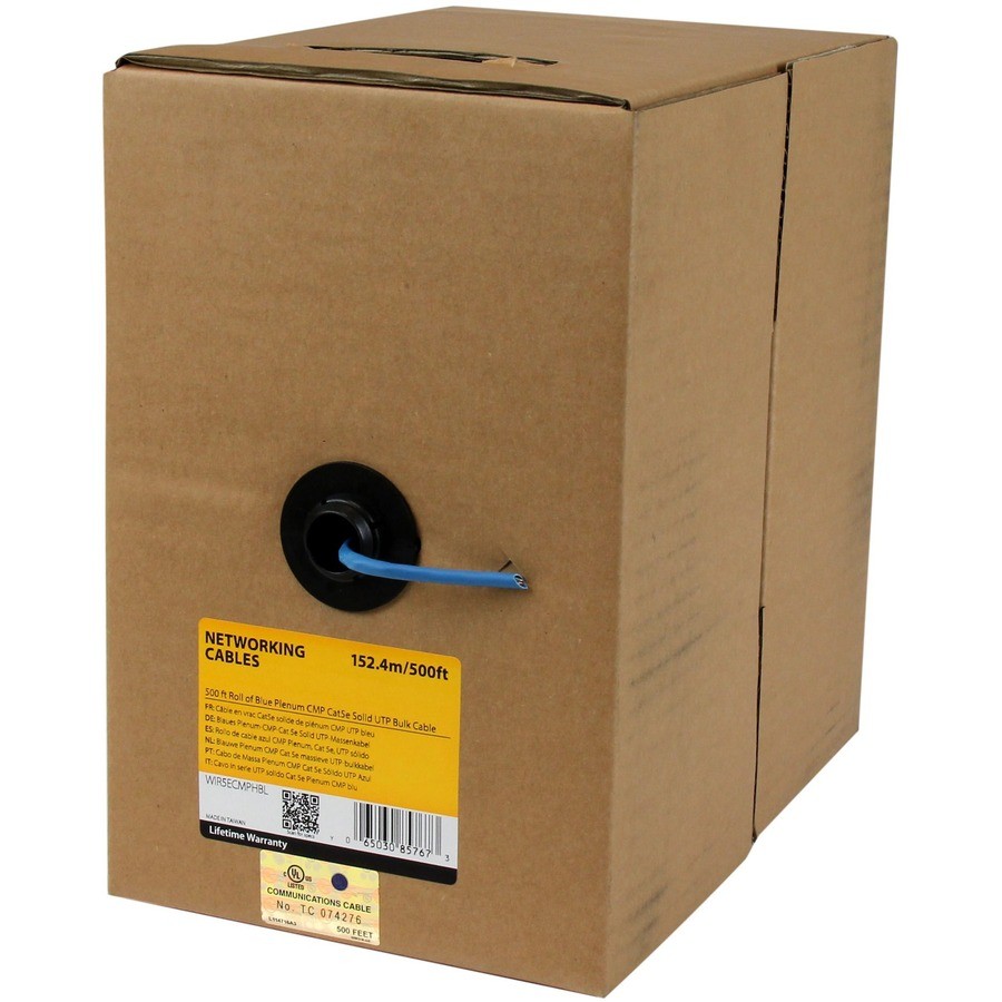 StarTech 500-Feet Roll of Blue Plenum CMP Cat5e Solid UTP Bulk Cable