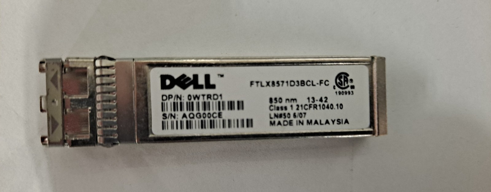 Lot of 20 Dell FTLX8571D3BCL-FC 10 Gigabit SFP+ Transceiver 10GBase-SR 0WTRD1