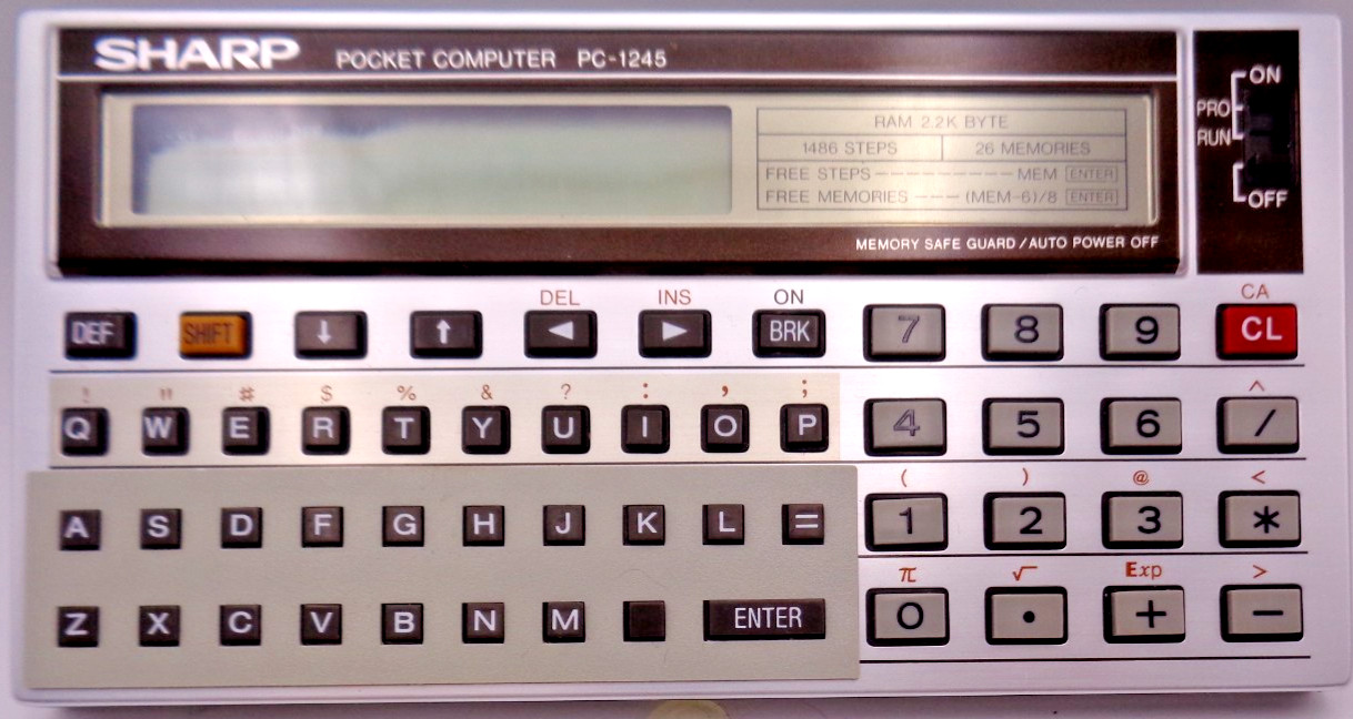 SHARP POCKET COMPUTER PC-1245 (+ COVER, + KEYBOARD OVERLAY) 🟡 TESTED