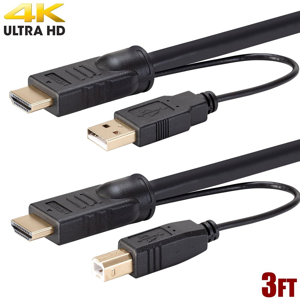 1.5 3 6 10 FT 2-Port HDMI USB KVM Cable Monitor Mouse Keyboard 4K 60Hz HDR 4:4:4