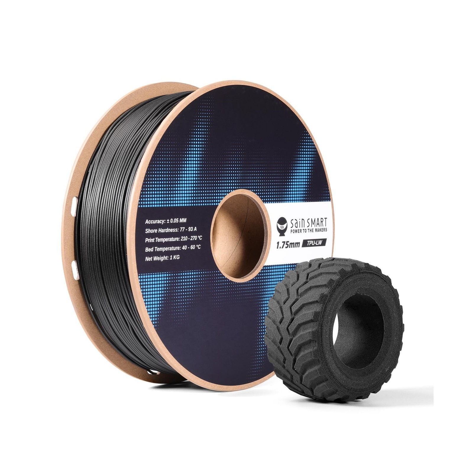 SainSmart Flex TPU Air, 1.75mm Lightweight Foaming TPU Filament, 1kg, Adjusta...