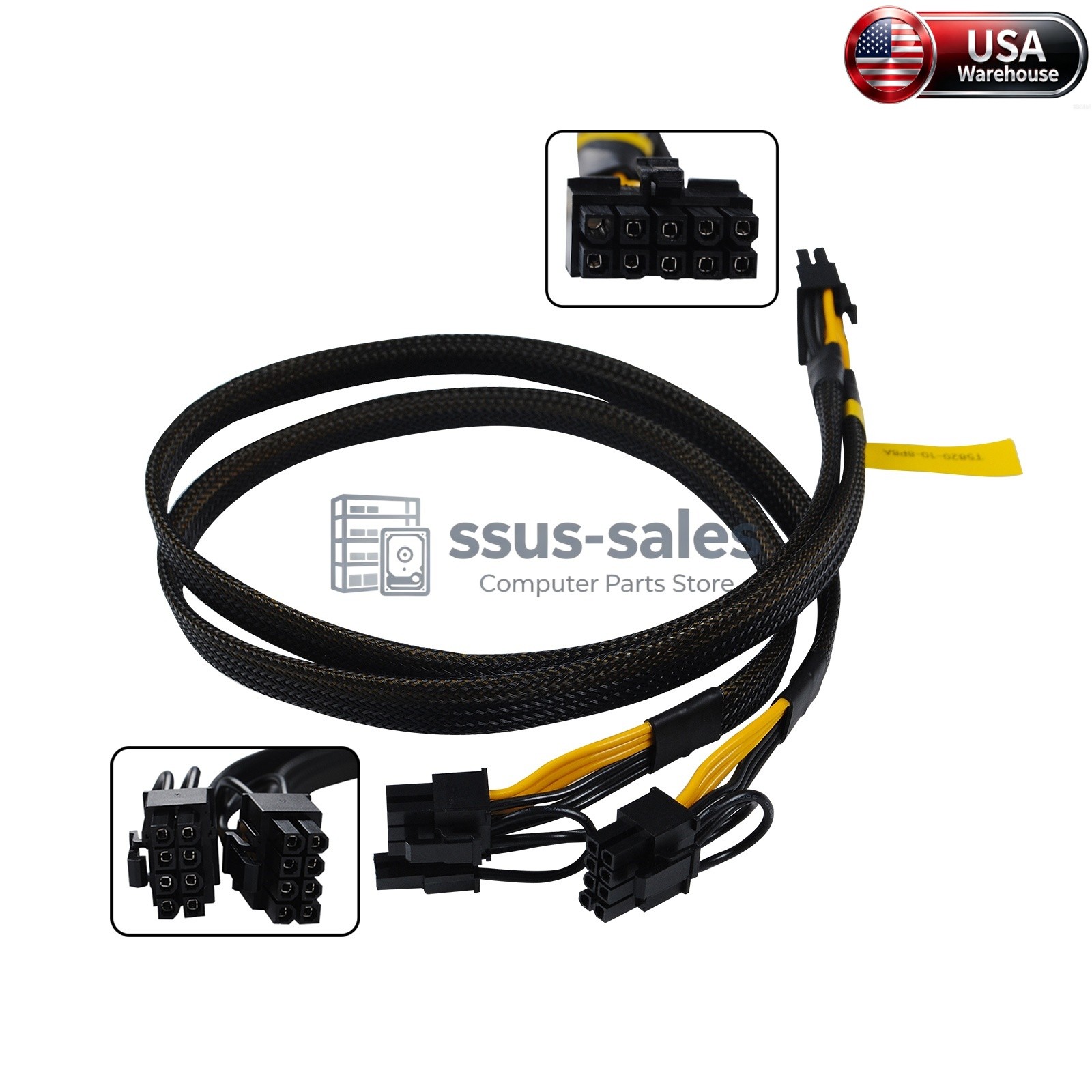 GPU Power Cable 10Pin to Dual 8Pin (6+2) 50CM For Dell Precision T5820 T7920