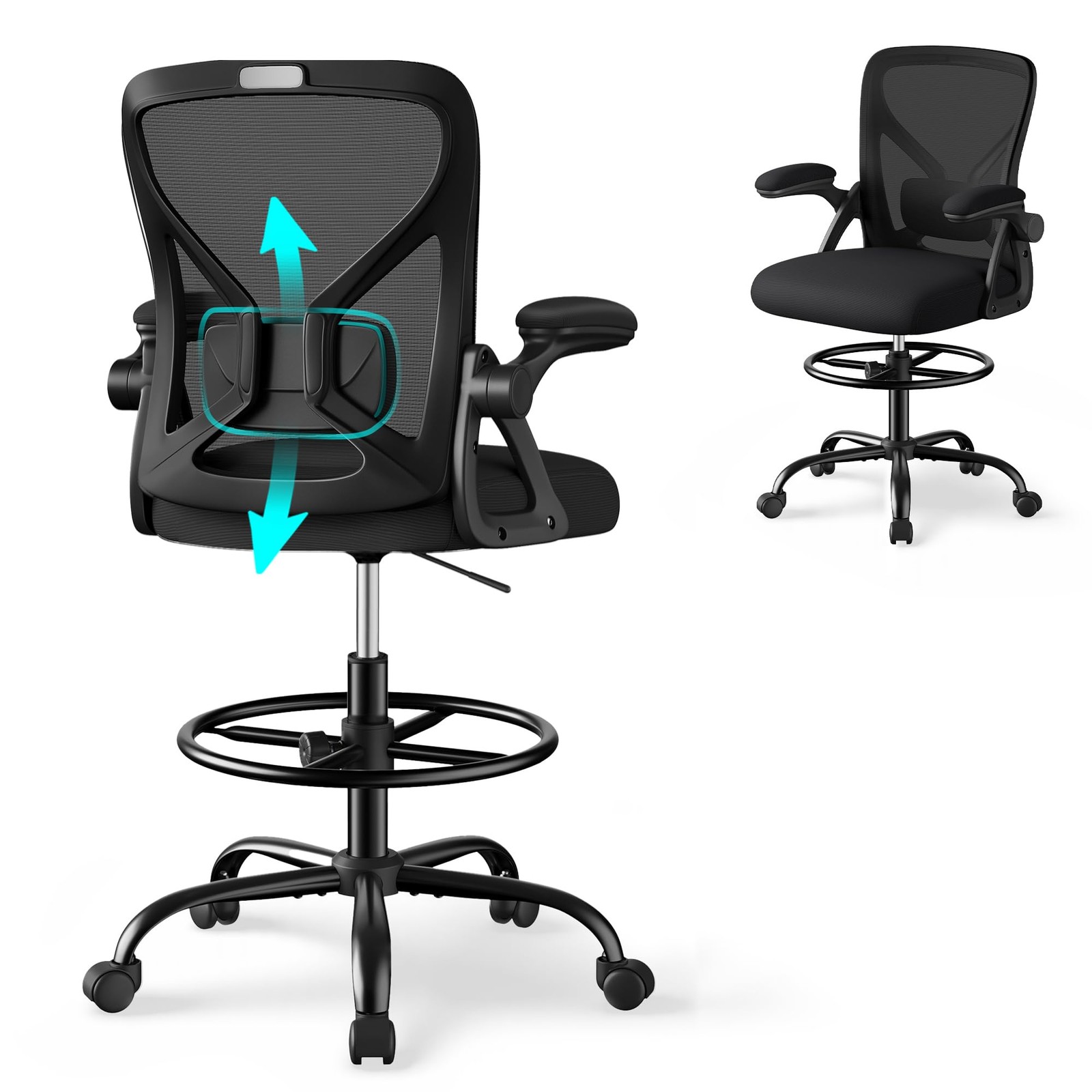 Drafting Chair Ergonomic Tall Office Standing Desk SONGMICS adjustable