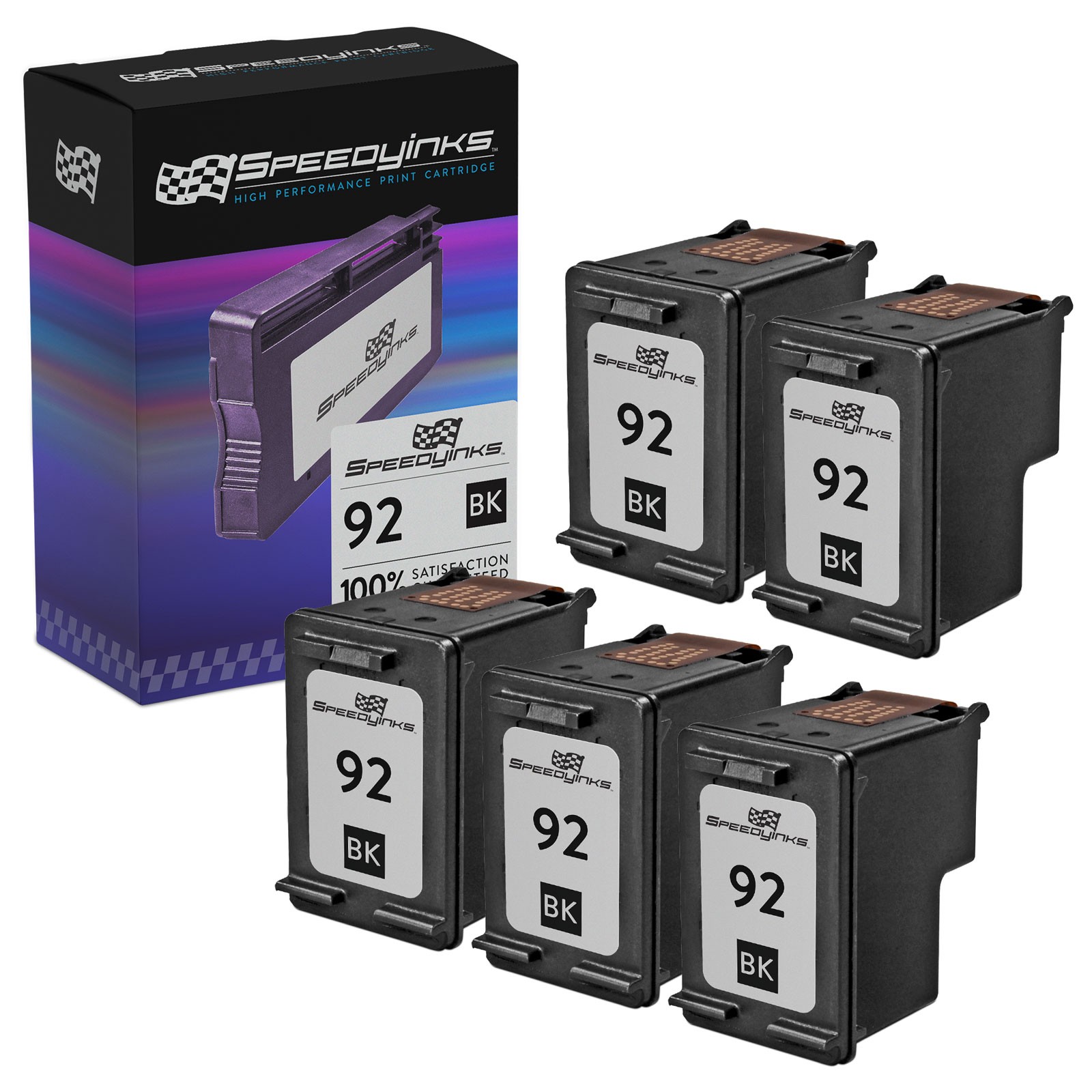 Reman replacement for HP 92 C9362WN (5 Black) 5 Pack
