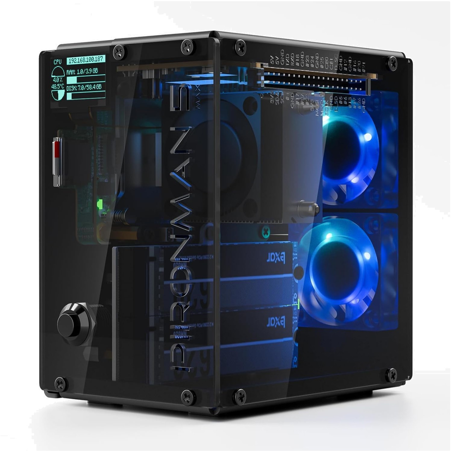 Pironman 5-MAX Case for Raspberry Pi 5 - Advanced Cooling and RAID