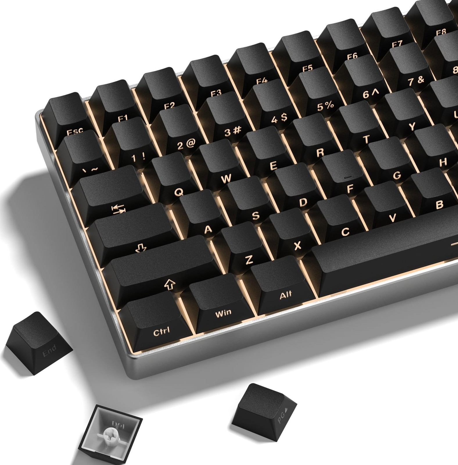 Black Japanese Style PBT Keycaps OEM Profile Double Shot Shine Through