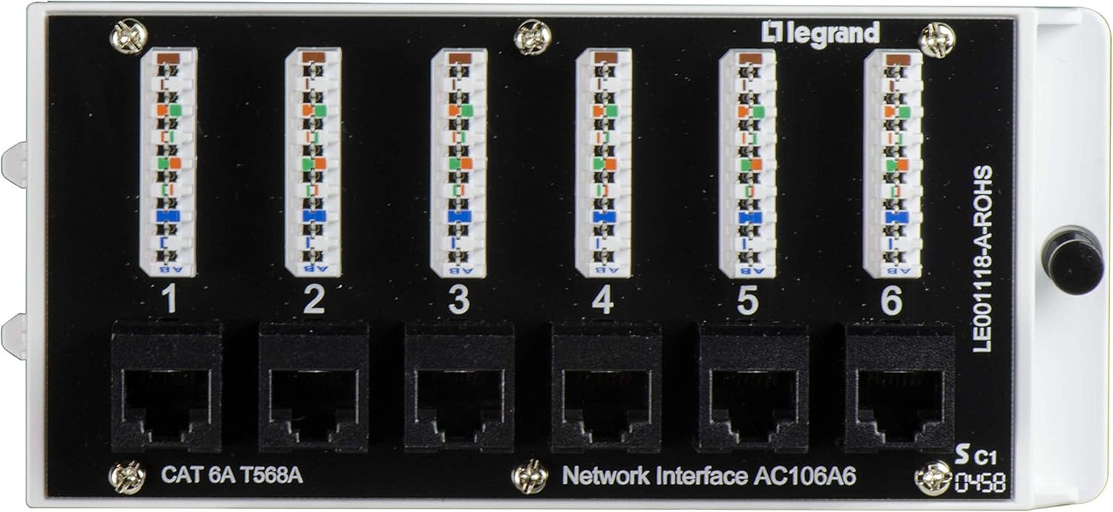 Legrand - Onq Home Theater Patch Panel, 6 Port Interface Module, Cat 6A Network