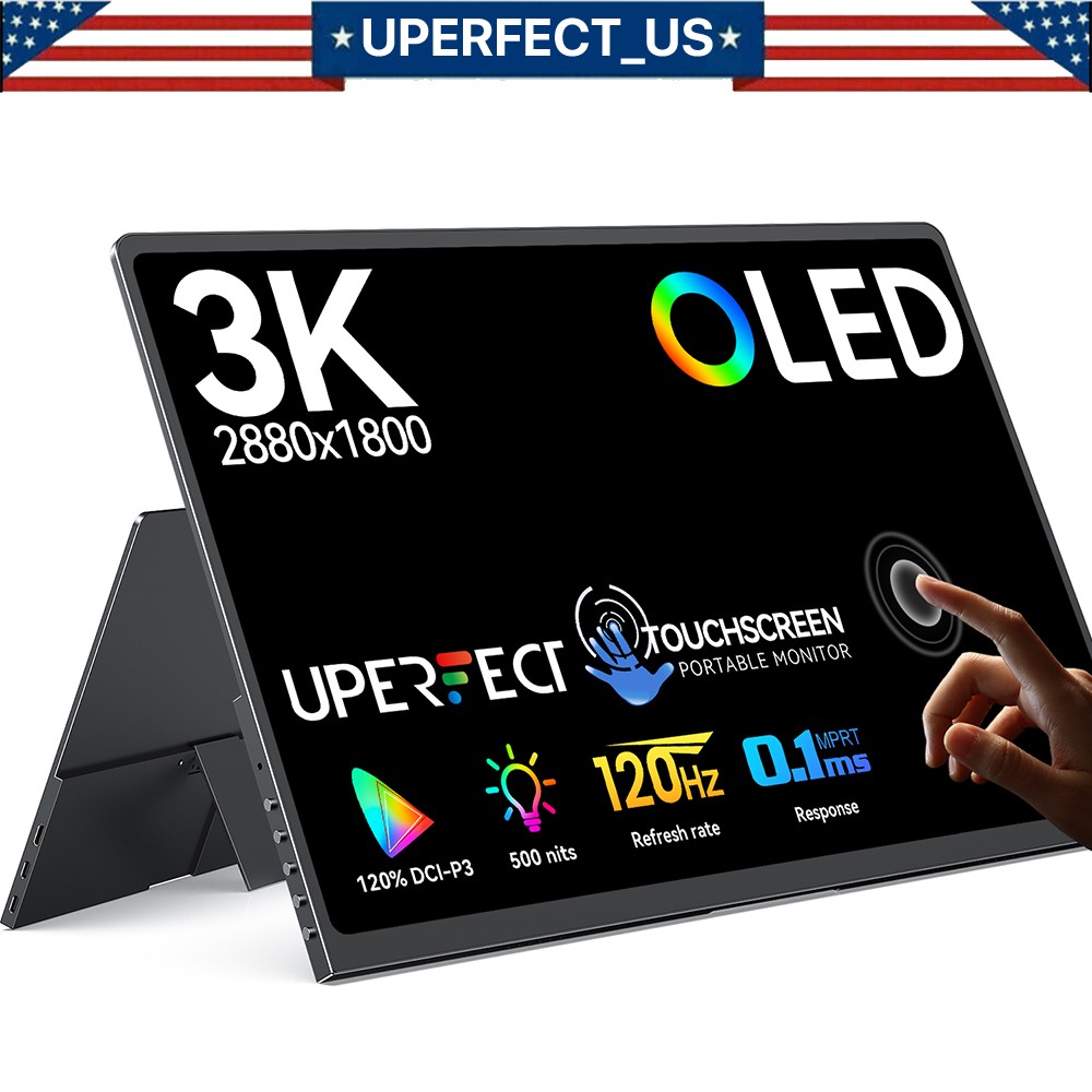 UPERFECT 14" OLED Portable Monitor 3K 2880*1800 120Hz Touch Display 100% DCI-P3