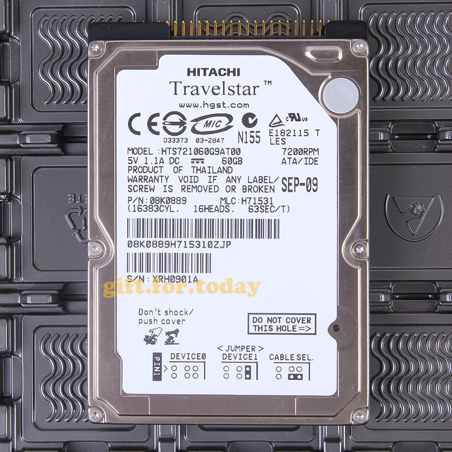 HITACHI 60 GB 7200 RPM IDE PATA 2.5" (HTS721060G9AT00) Internal Hard Drive HDD