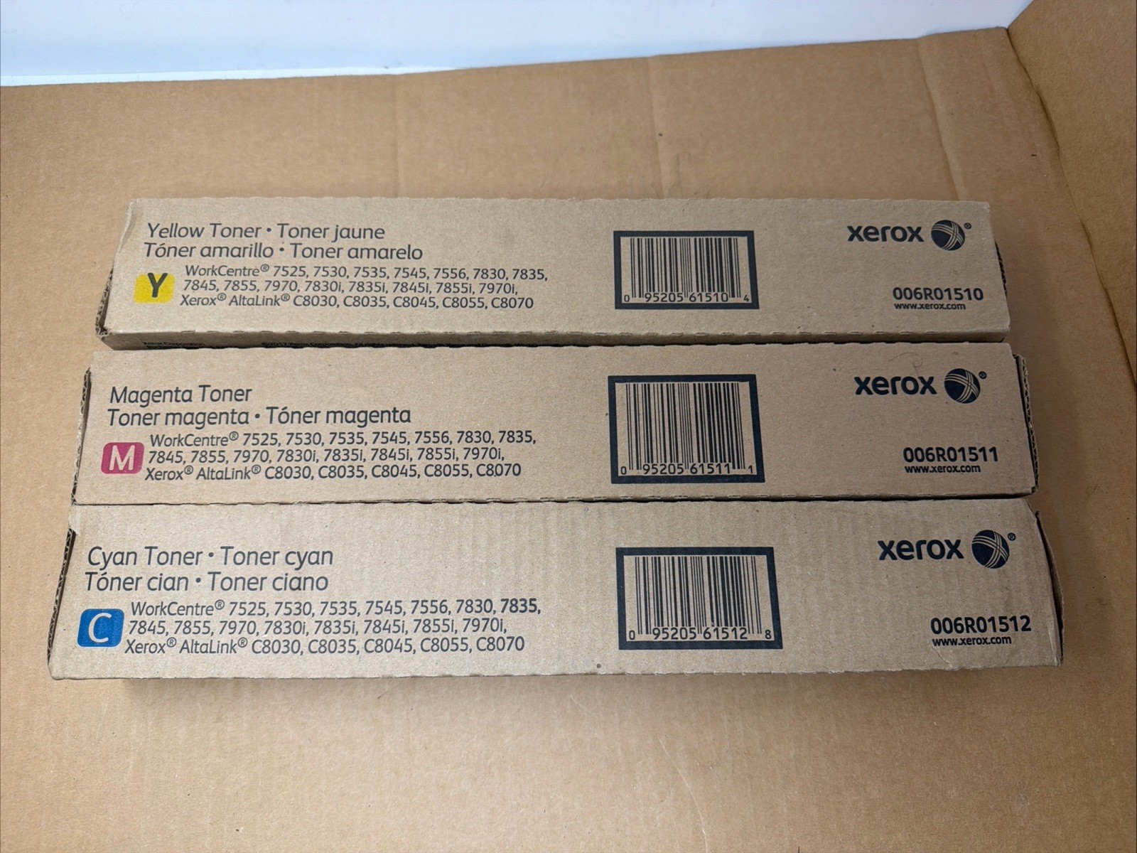 Combo NIB OEM Genuine Xerox 006R01510/006R01511/006R01512 CYM Toner Cartridges