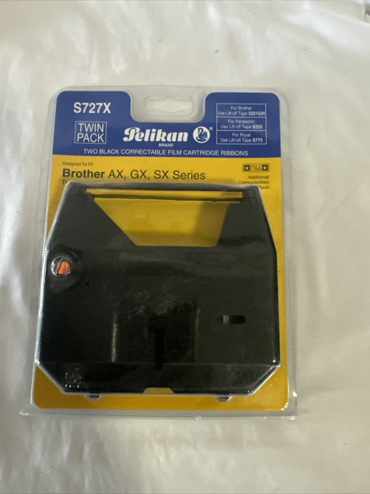 Pelikan Z727X Black Cartridge Ribbons 2 Pk Brother AX GX SX Series Typewriter