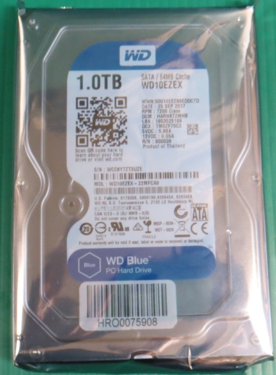 Western Digital Blue 1TB / 64MB / SATA 7.2K / 3.5" HDD/ WD10EZEX-22MFCA0 /REFURB