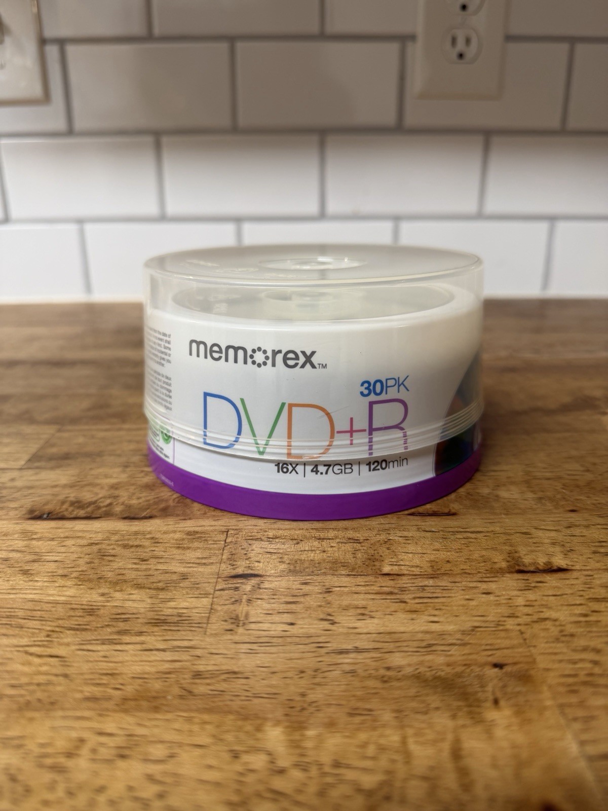 30 Pk Memorex DVD+R 16X 4.7 GB Data 120 Min Video Blank Media