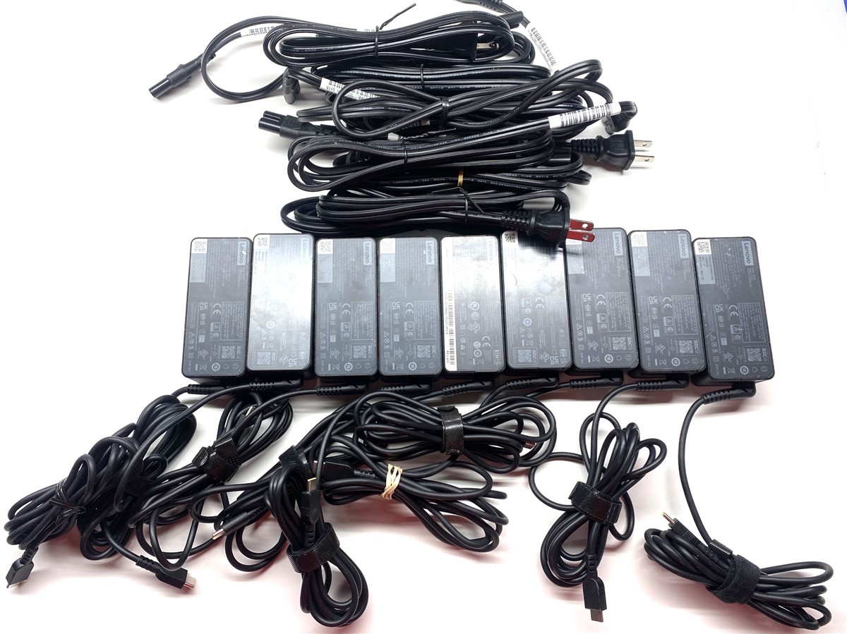 Lot of 9 Genuine Lenovo Laptop Charger AC Power Adapter USB-C Tip 20V 2.25A 45W