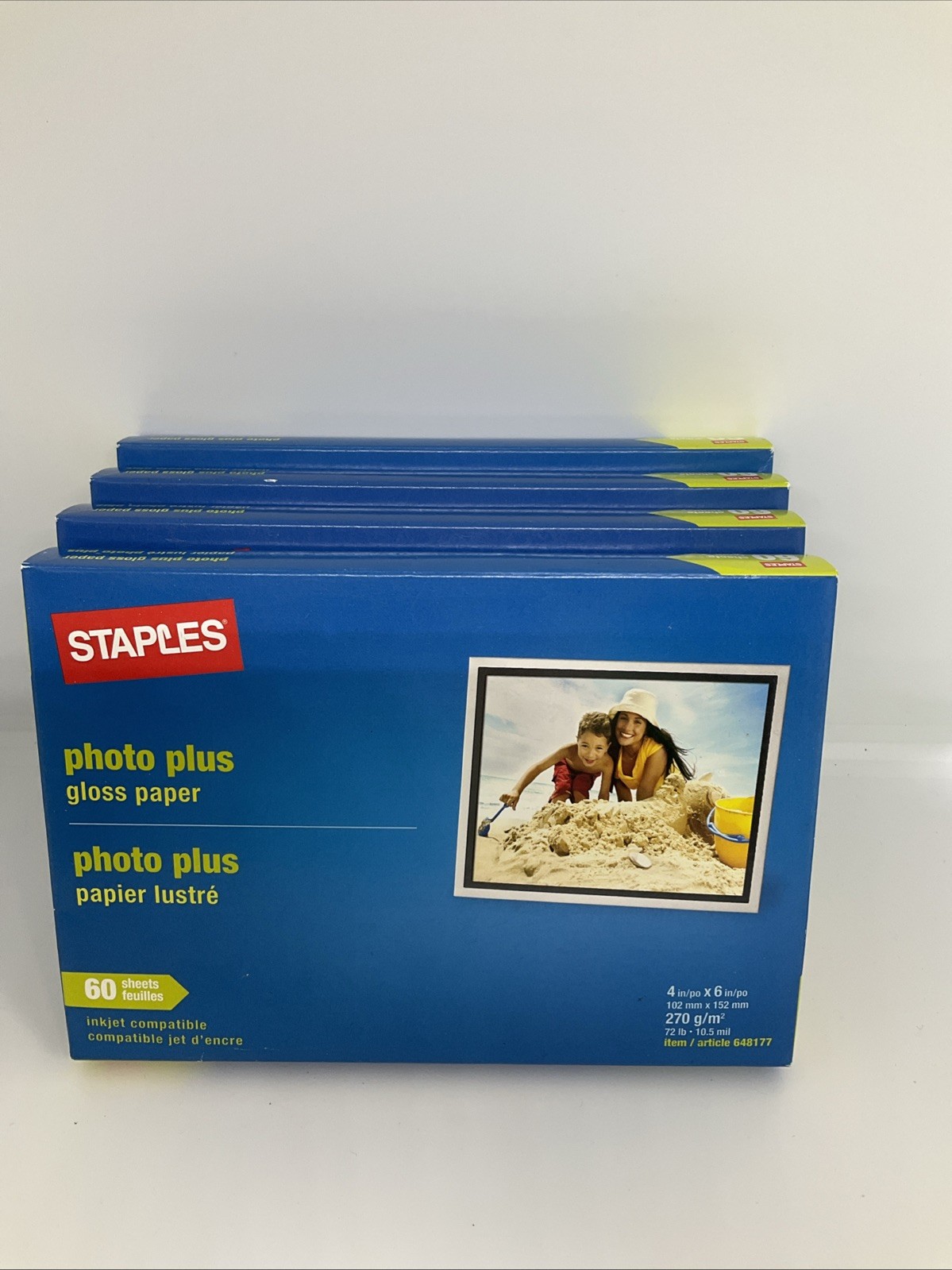 STAPLES PHOTO PLUS GLOSS PAPER 60 4x6 Item #648177 NEW SEALED Price Each