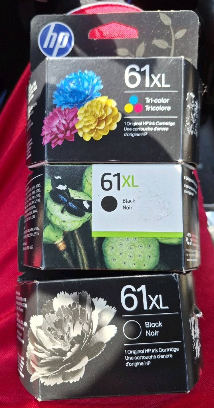 HP 61XL Black Ink And Tricolor (CH563WN) Cartridge Genuine exp: 2027-2028 Lot X3