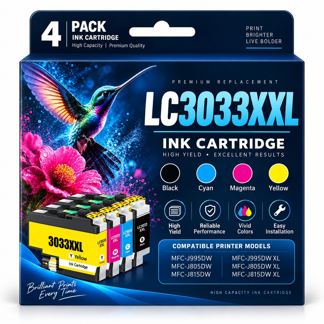 LC3033XXL Ink Cartridge 4-Pack Compatible For MFC-J995DW J815DW J995DWXL