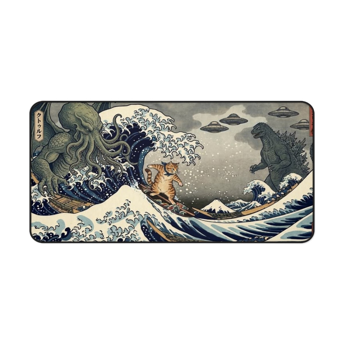 Funny  Cat  Mouse Pad XL Large Gaming Desk Mat Non-Slip  16x32