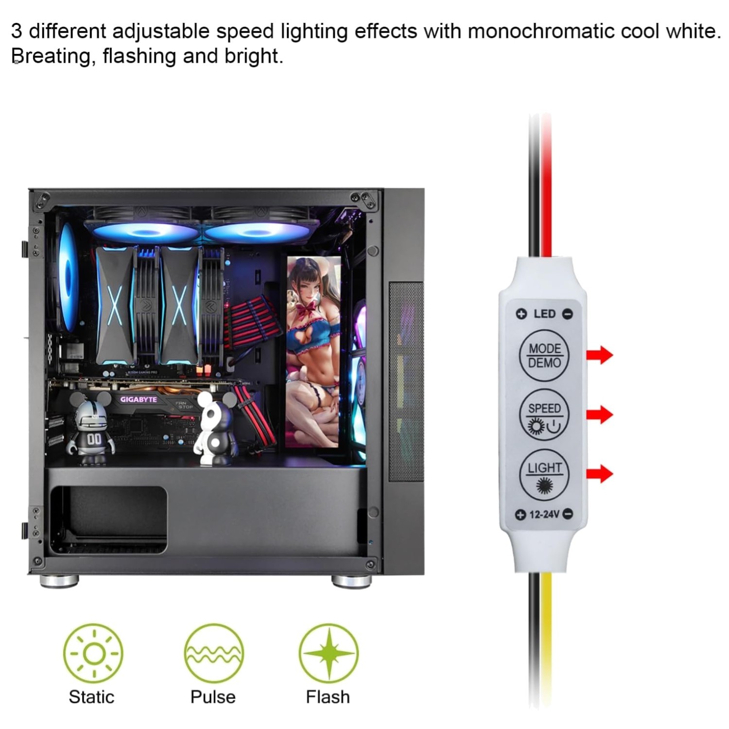 LED Display Board for PC Case Decor - Full HD 2K, Multi-Mode