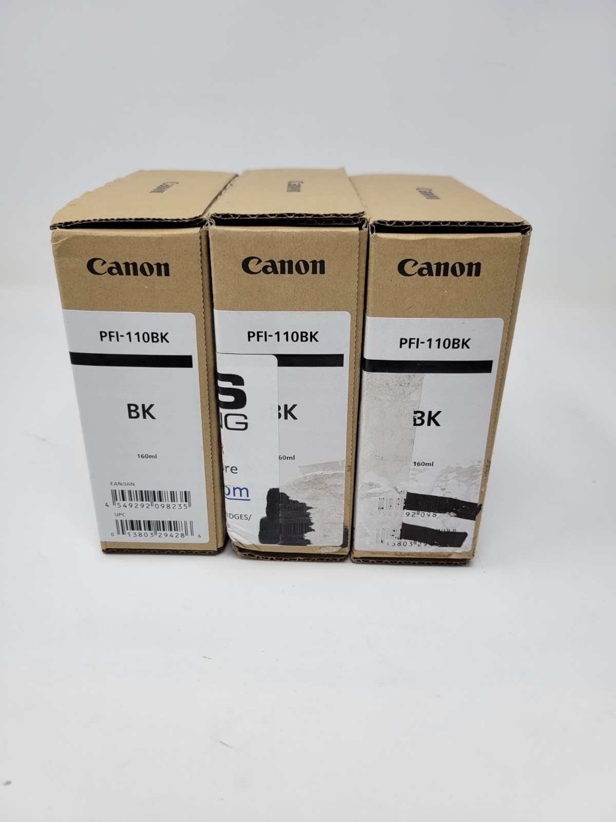 Lot  Of 3 GENUINE CANON PFI-110BK BLACK 160ml Ink Tank 2022-2023 (32424C1)