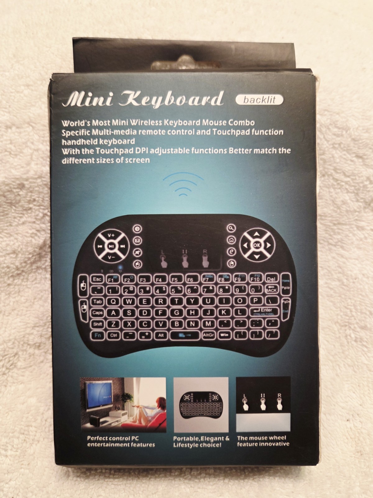 Mini Keyboard i8 2.4G Mouse & Memory Card. Wireless With Touchpad Backlight