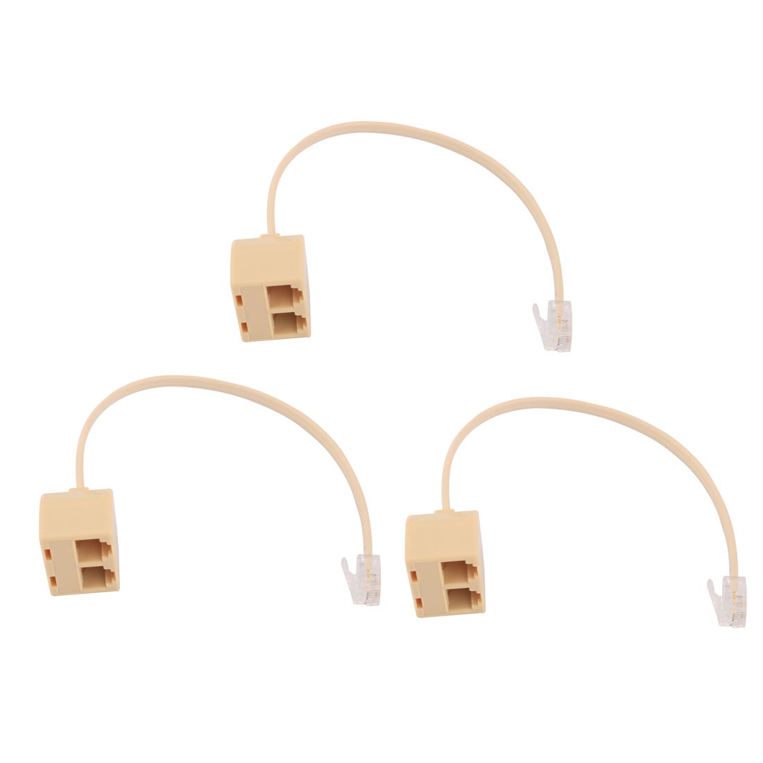 RJ11 Double Holes Female Telephone Wire Cord Inline Connector Splitter 3 Pcs