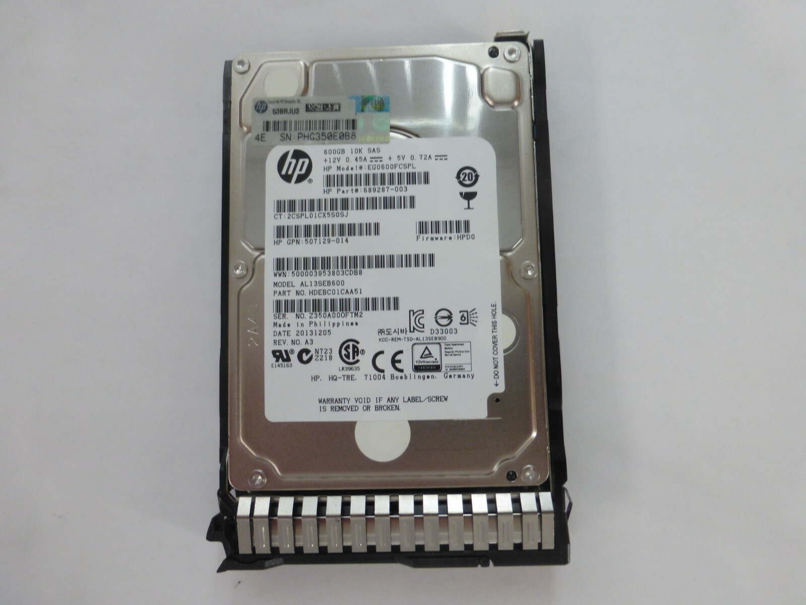 HPE 689287-003 600GB 10kRPM 2.5in SAS-6G Enterprise