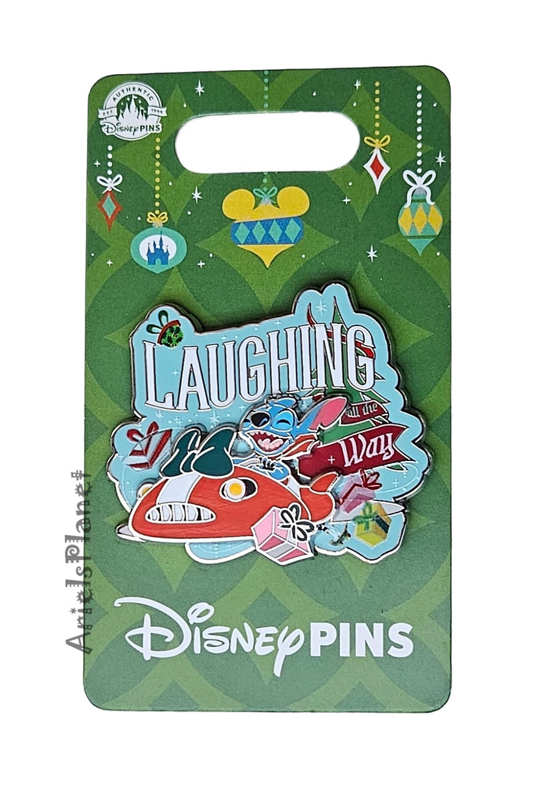 Disney Parks CHRISTMAS Holiday Stitch Laughing All the Way Pin on Pin 3D
